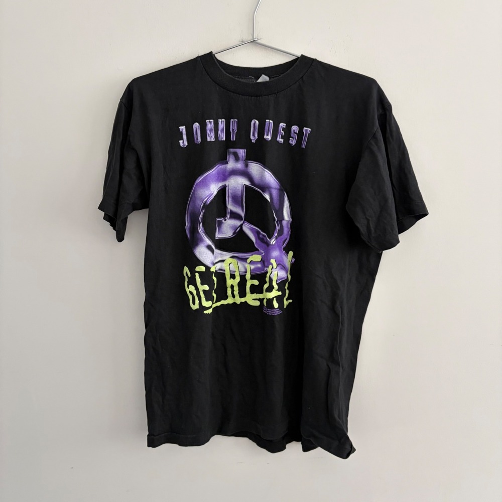 Vintage Jonny Quest Get Real T-Shirt Mens XL Black Cartoon Network 1996
